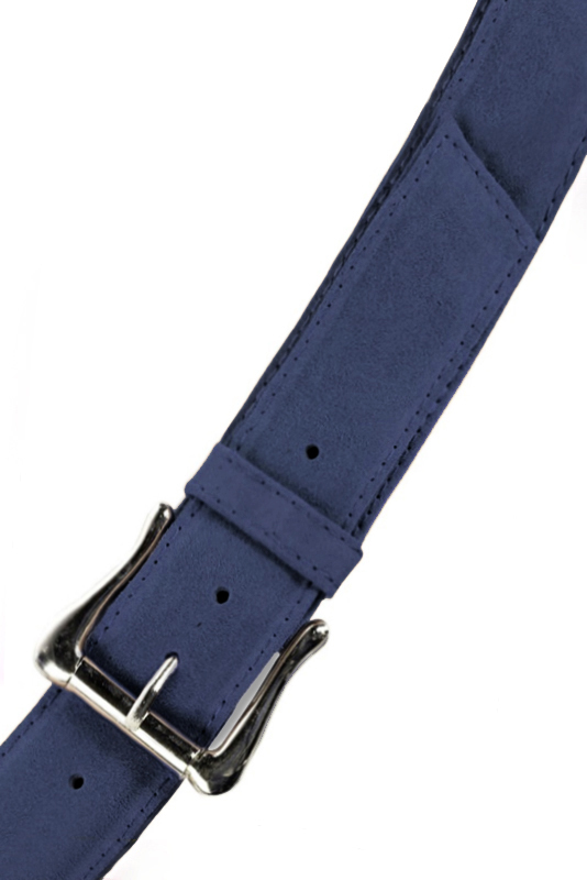 Prussian blue women's dress belt, matching pumps and bags. Made to measure. Top view - Florence KOOIJMAN